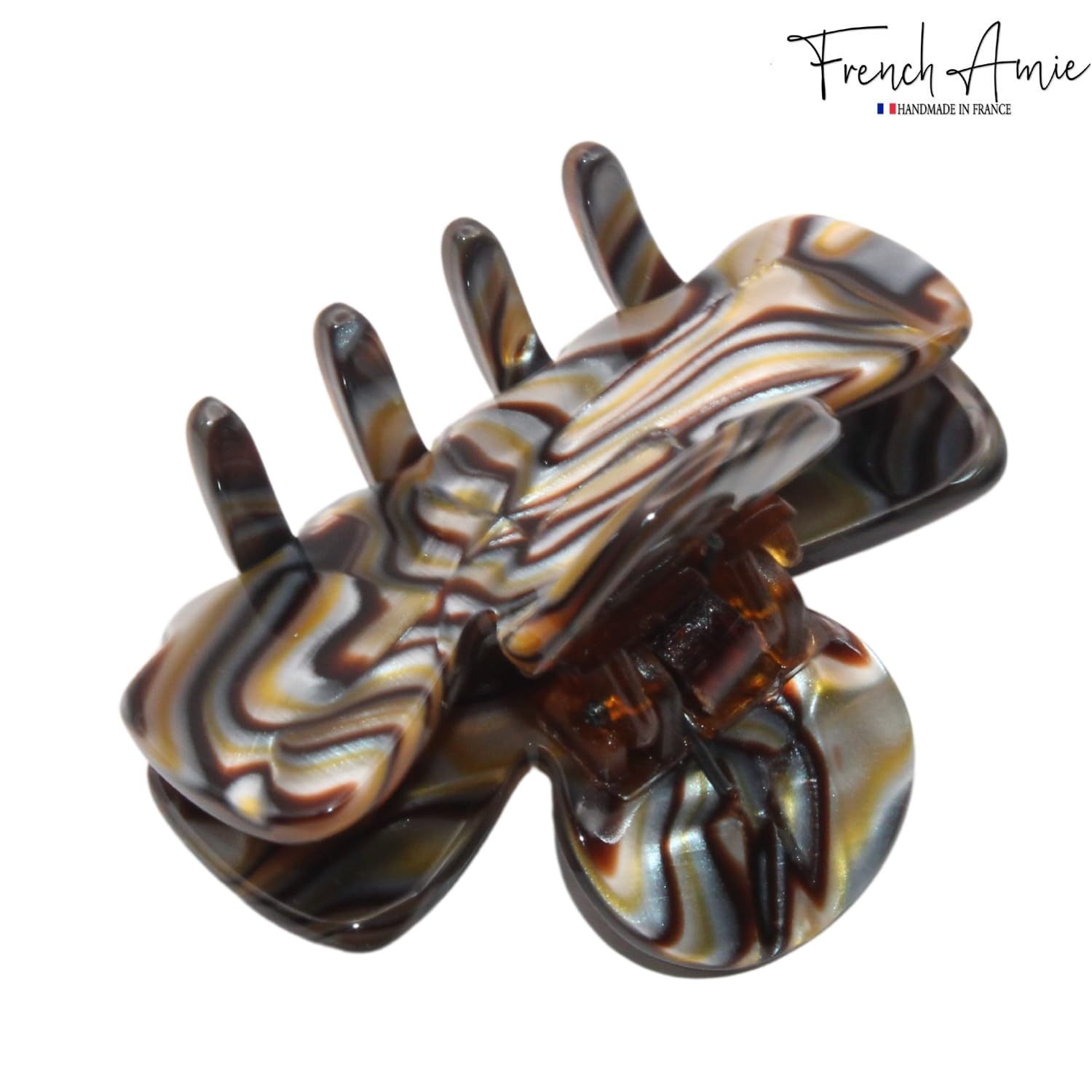 French Amie Grace Small 2” Cellulose Handmade Flexible Hair Claw for Thin Hair