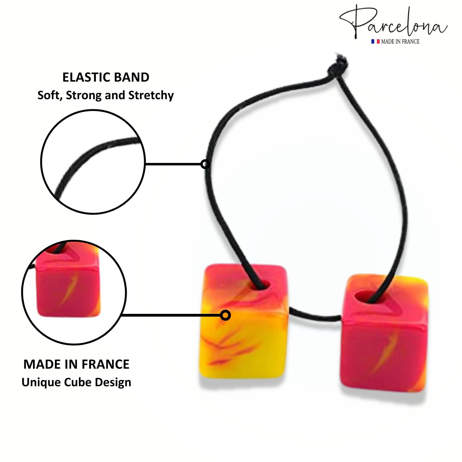 Parcelona French Twin Cube Small Cellulose Acetate Elastic Hair Ties (2 Pcs)