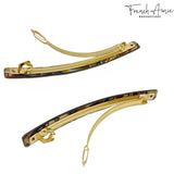 French Amie Long and Skinny Bar Large 4 1/4"  Celluloid Handmade Hair Clip