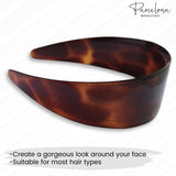 Parcelona French 2” Wide Headbands with Teeth Celluloid Non-Slip Hair Bands
