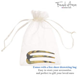 French Amie Tri Prongs 3" Handmade Cellulose Bun Holder Hair Pin Stick for Women
