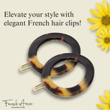 French Amie Mini Circle Celluloid Handmade Hair Clips Snap on Side Slide Clip