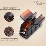Parcelona French Checkered Small Celluloid Jaw Hair Claw Clamps for Women(2 Pcs)