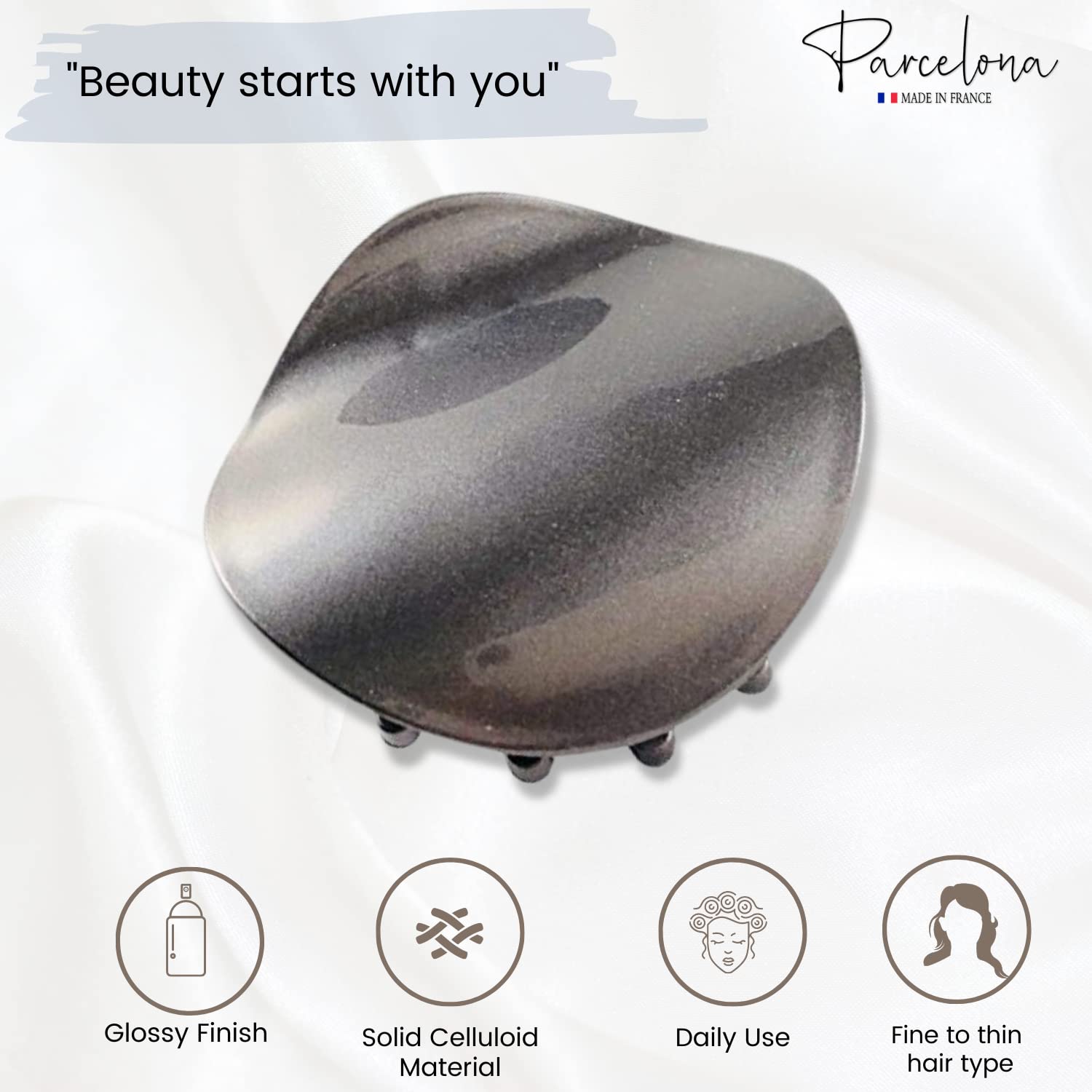 Parcelona French Onde Small 2 3/4" Cellulose Side Slide in Hair Claw for Women
