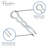 Parcelona French Sleek 3 1/2" Celluloid Wavy U Shaped Hair Pins for Women(2 Pcs)
