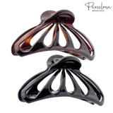Parcelona French Rain Drop Large 2 Pcs Shell & Black Celluloid Jaw Hair Claw