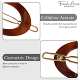 French Amie Oval Hoop Small 1 1/4” Celluloid Handmade Hair Barrette Clips(2 Pcs)