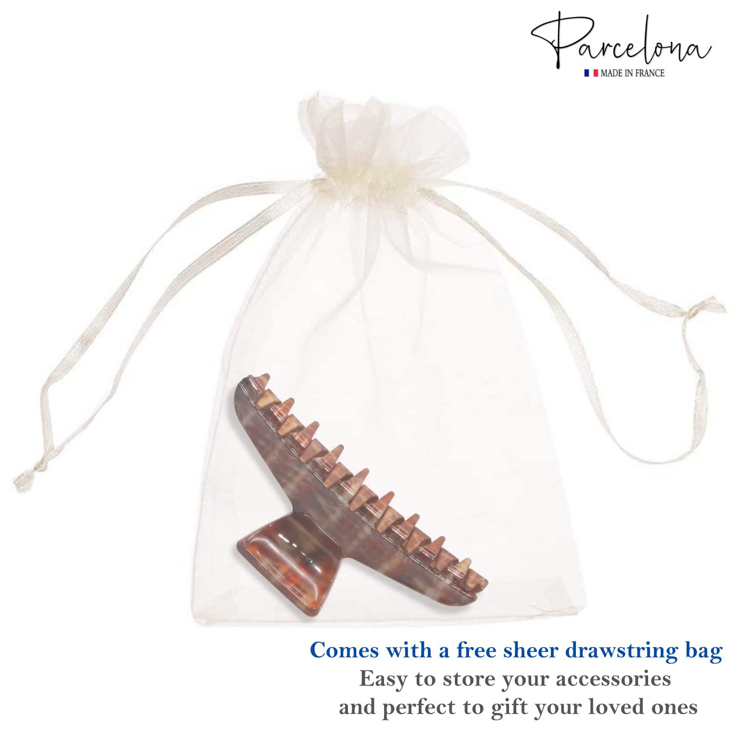 Parcelona French Pinch Medium Cellulose Covered Spring Jaw Hair Claw for Women