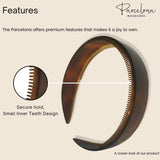 Parcelona French Extra Wide Tortoise Shell Celluloid Hair Headband for Women