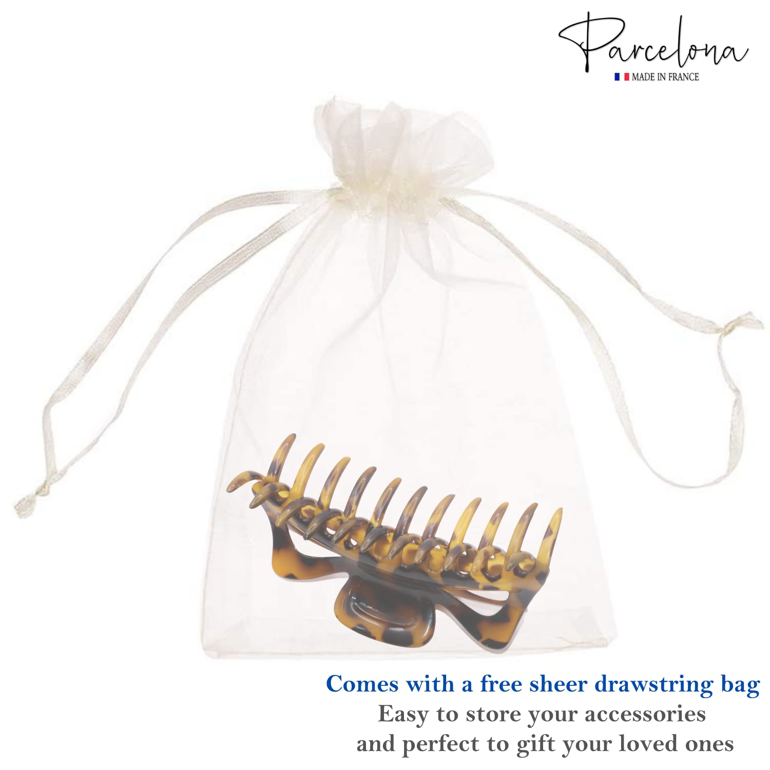 Parcelona French Classic Jumbo Large 5 1/2" Cellulose Hair Claw Clip for Women
