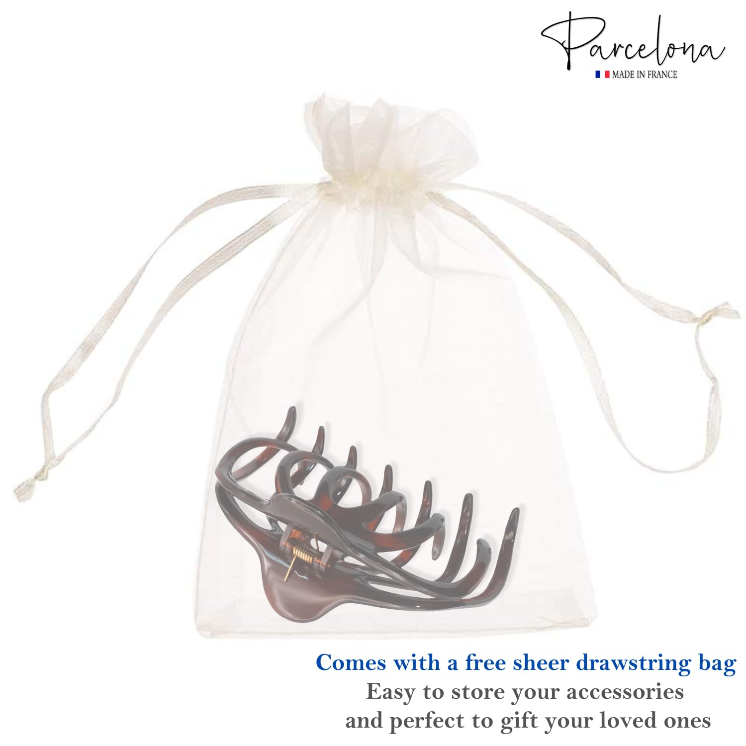Parcelona French Dendrite Medium Cellulose Jaw Hair Claw for Women and Girls