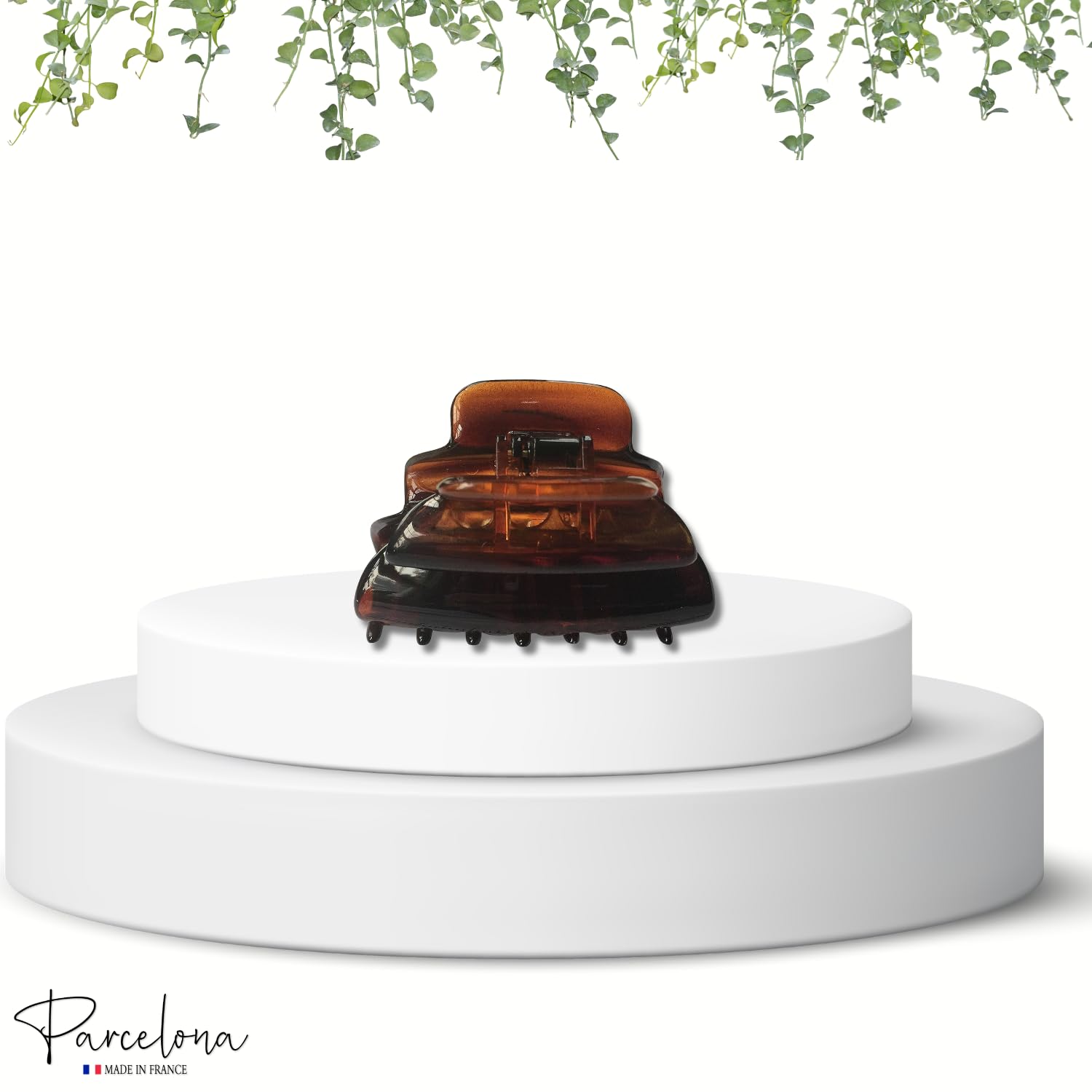 Parcelona French Crumpled Fat Medium Shell Cellulose Jaw Hair Claw Clip Clutcher