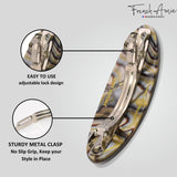 French Amie Oval Small Set of 6 Handmade Celluloid Hair Clip Barrette for Girls