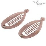 Parcelona French Effortless Mini Small Celluloid Banana Hair Clips(2 Pcs)