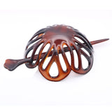 Parcelona French Radial 3.5" Celluloid Chignon Hair Slide Pin Thru Bun Cover
