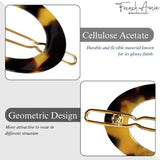 French Amie Oval Hoop Small 1 1/4” Celluloid Handmade Hair Barrette Clips(2 Pcs)