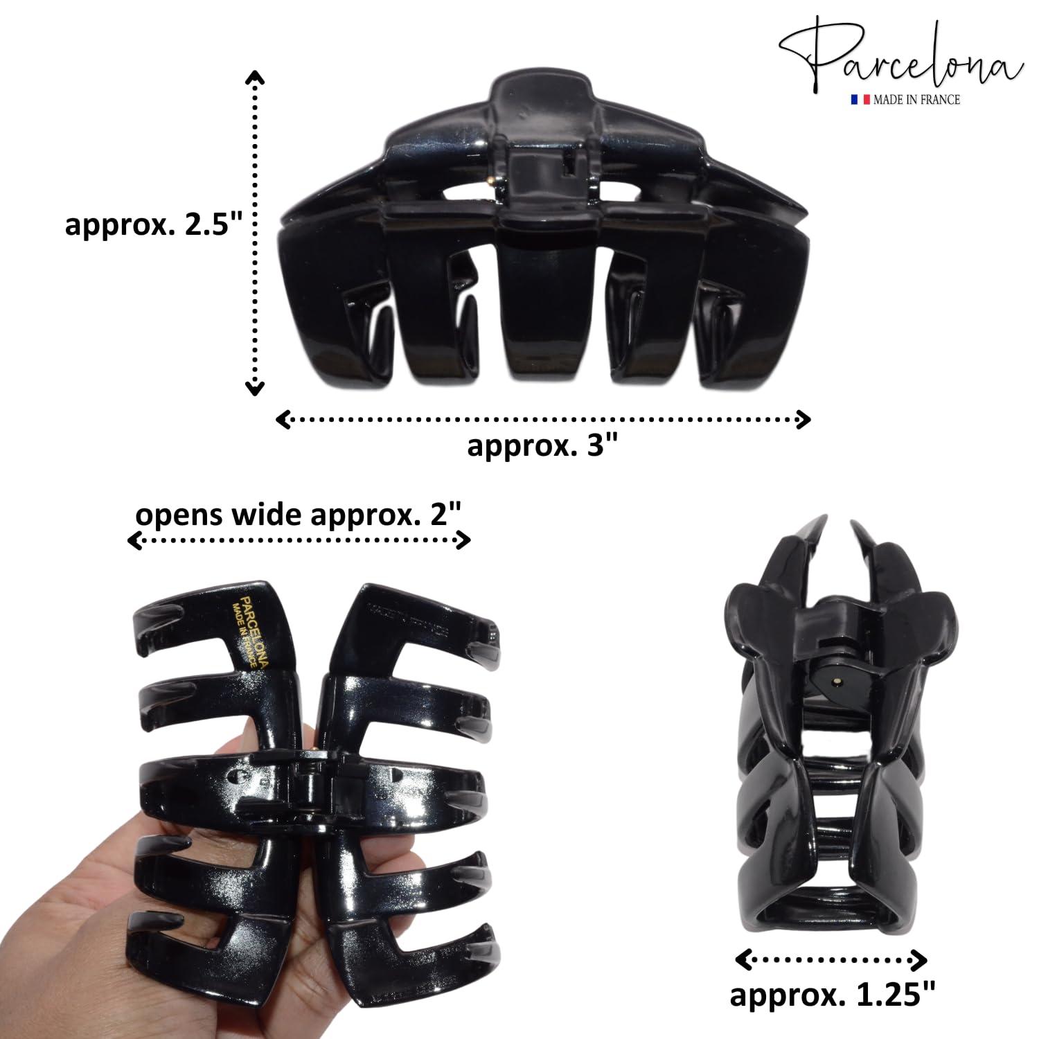 Parcelona French Tubular Large Cellulose Covered Spring Jaw Hair Claw for Women