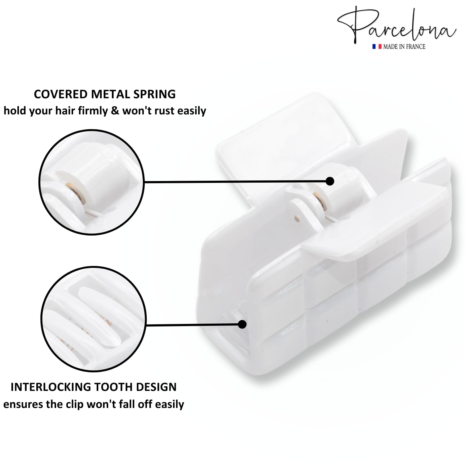 Parcelona French Checkered Small Cellulose Jaw Hair Claw Clamps for Women(2 Pcs)