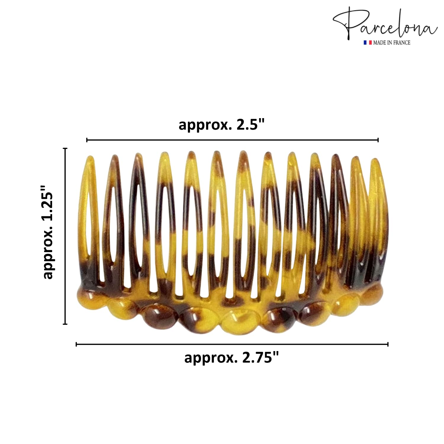 Parcelona French Circles Edge Small 2.75” Cellulose Side Hair Combs - 2 Pcs