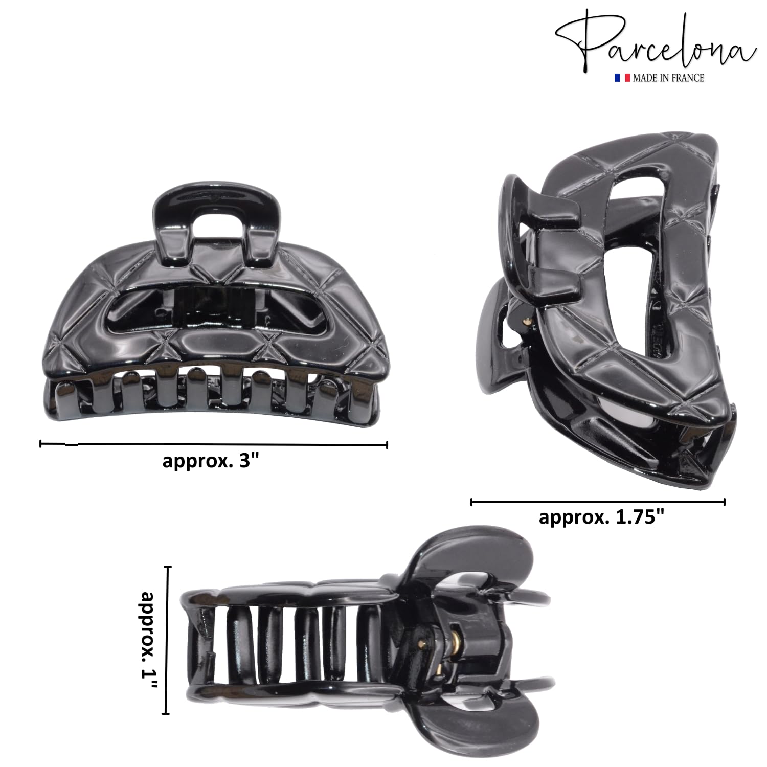 Parcelona French Elite Medium Cellulose Covered Spring Jaw Hair Claw Clamp