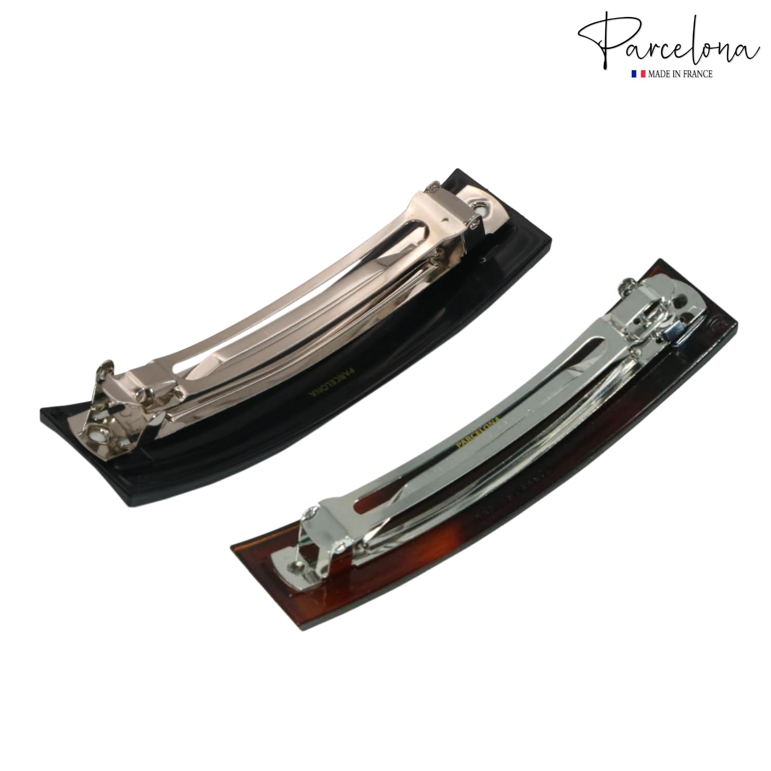 Parcelona French Rectangular Bar Large Cellulose Acetate Hair Barrette for Women