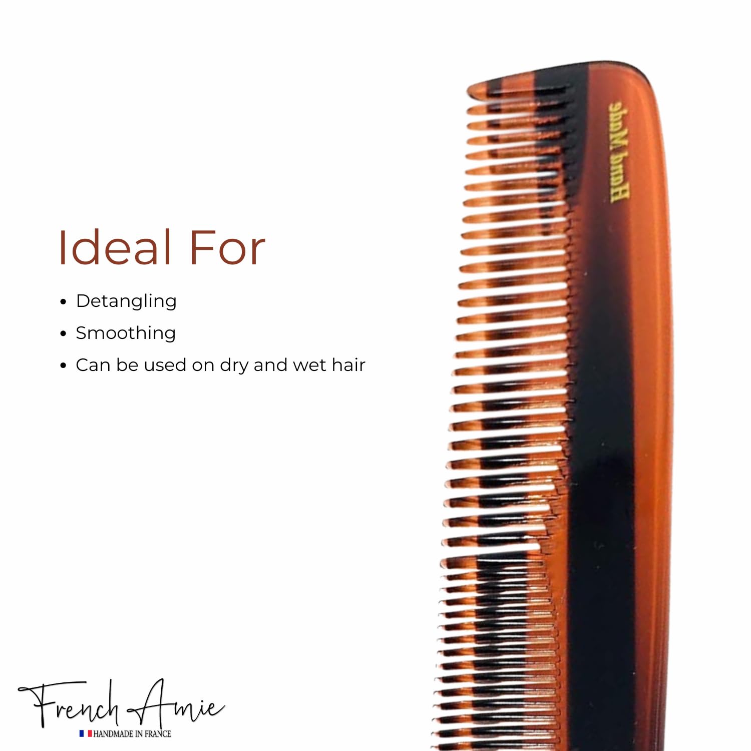French Amie Sleek Handmade shell 7 Inch Long Cellulose Hair Dressing Combs