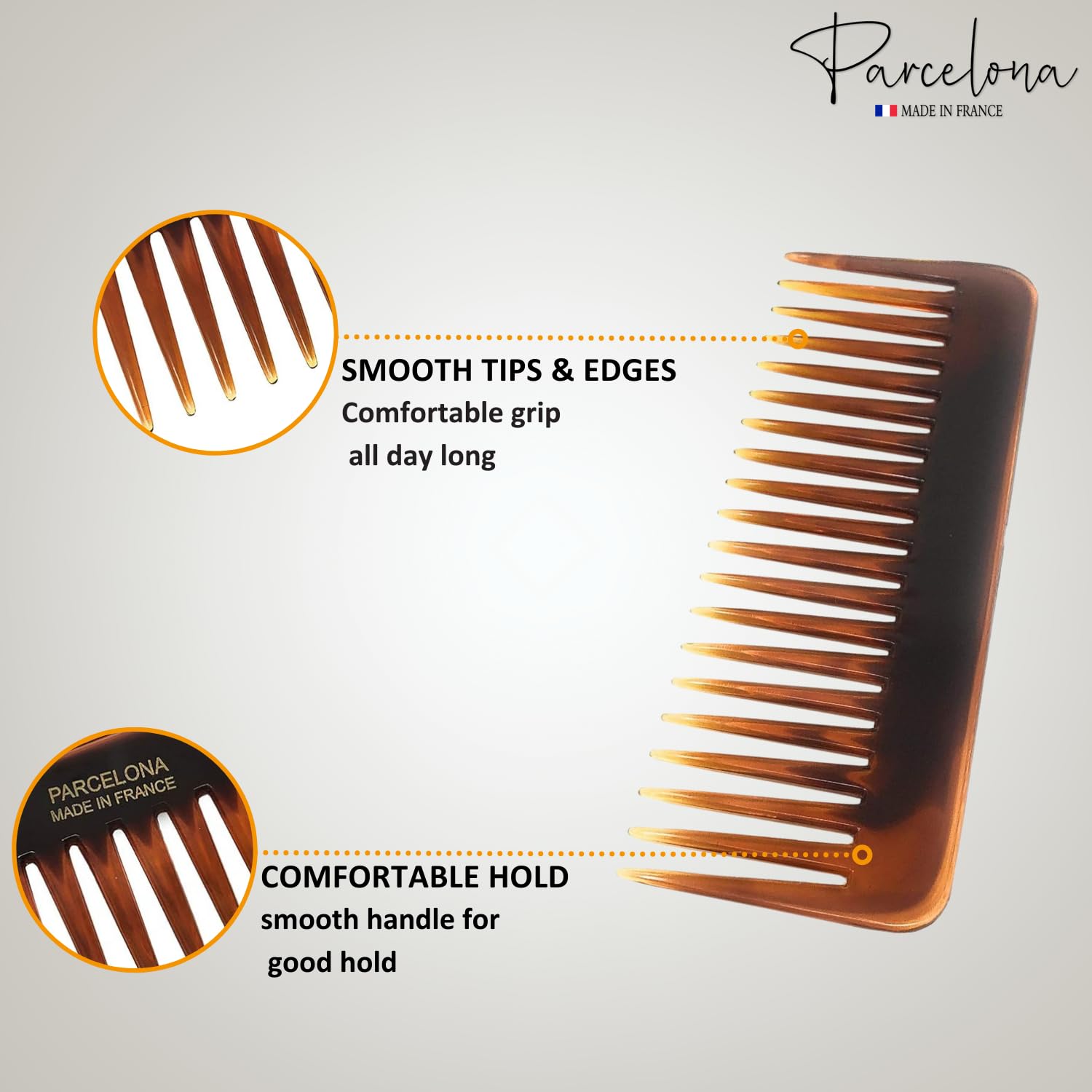 Parcelona French Fluffy Large Tortoise Shell and Black Cellulose Hair Combs(2 Pcs)
