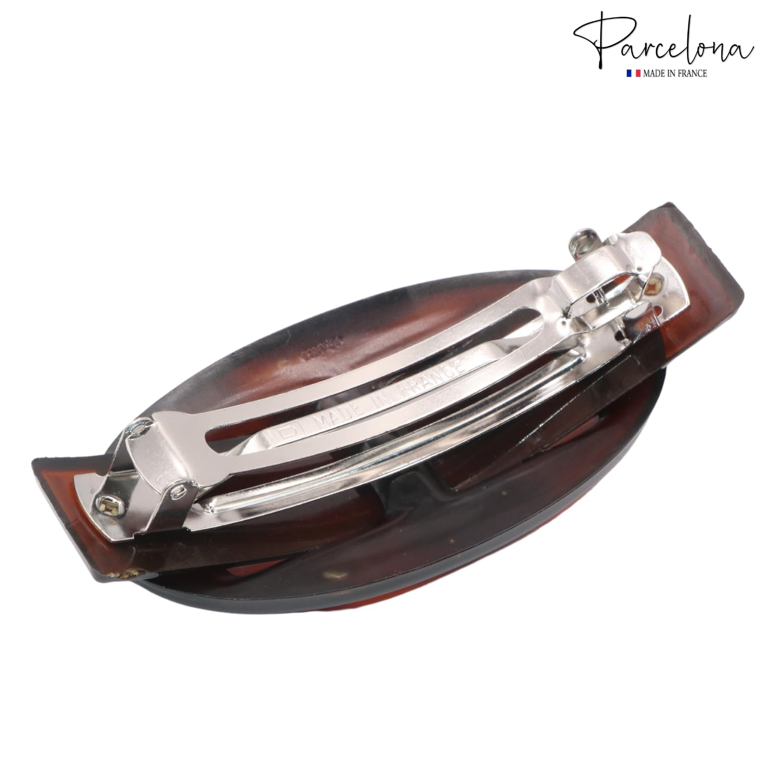 Parcelona French Oval Buckle Shell 3 1/2" Cellulose Hair Barrette Clip for Women