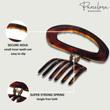Parcelona French Duck Beak Oval Shell Celluloid Large Hair Claw for Women