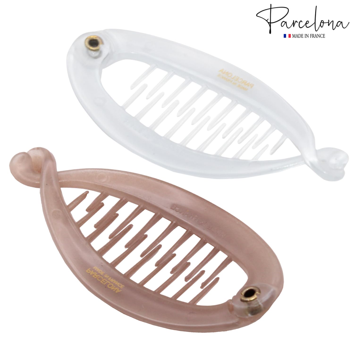 Parcelona French Effortless Mini Small Cellulose Banana Hair Clips(2 Pcs)