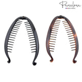 Parcelona French Shell & Black 4 1/2" Set of 2 Banana Hair Claw