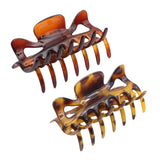 Parcelona French Classic 3" Medium Celluloid Hair Claws for Women & Girls (2Pcs)