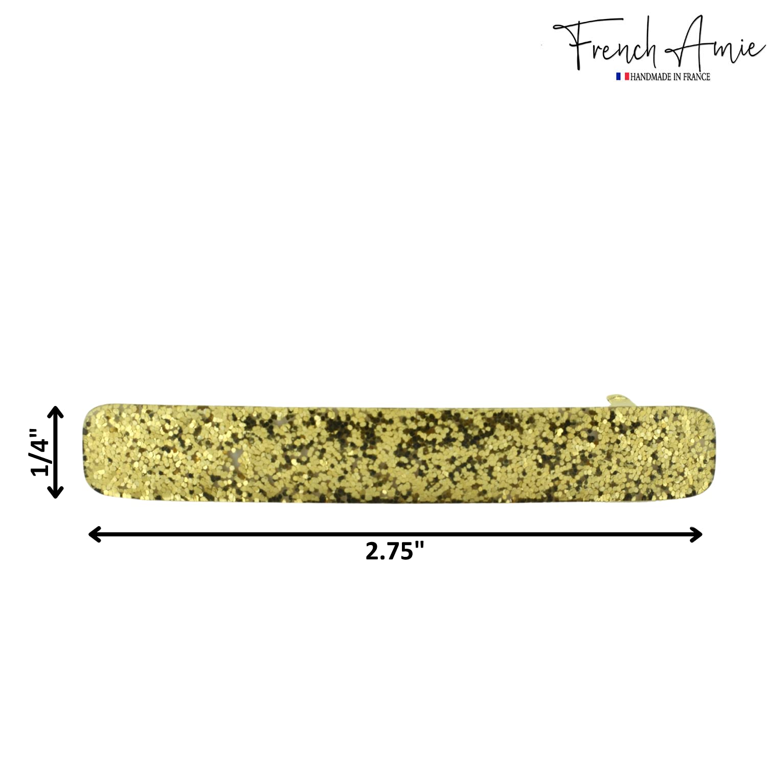French Amie Small 2 1/4" Glitter Cellulose Acetate Automatic Hair Clip Barrette