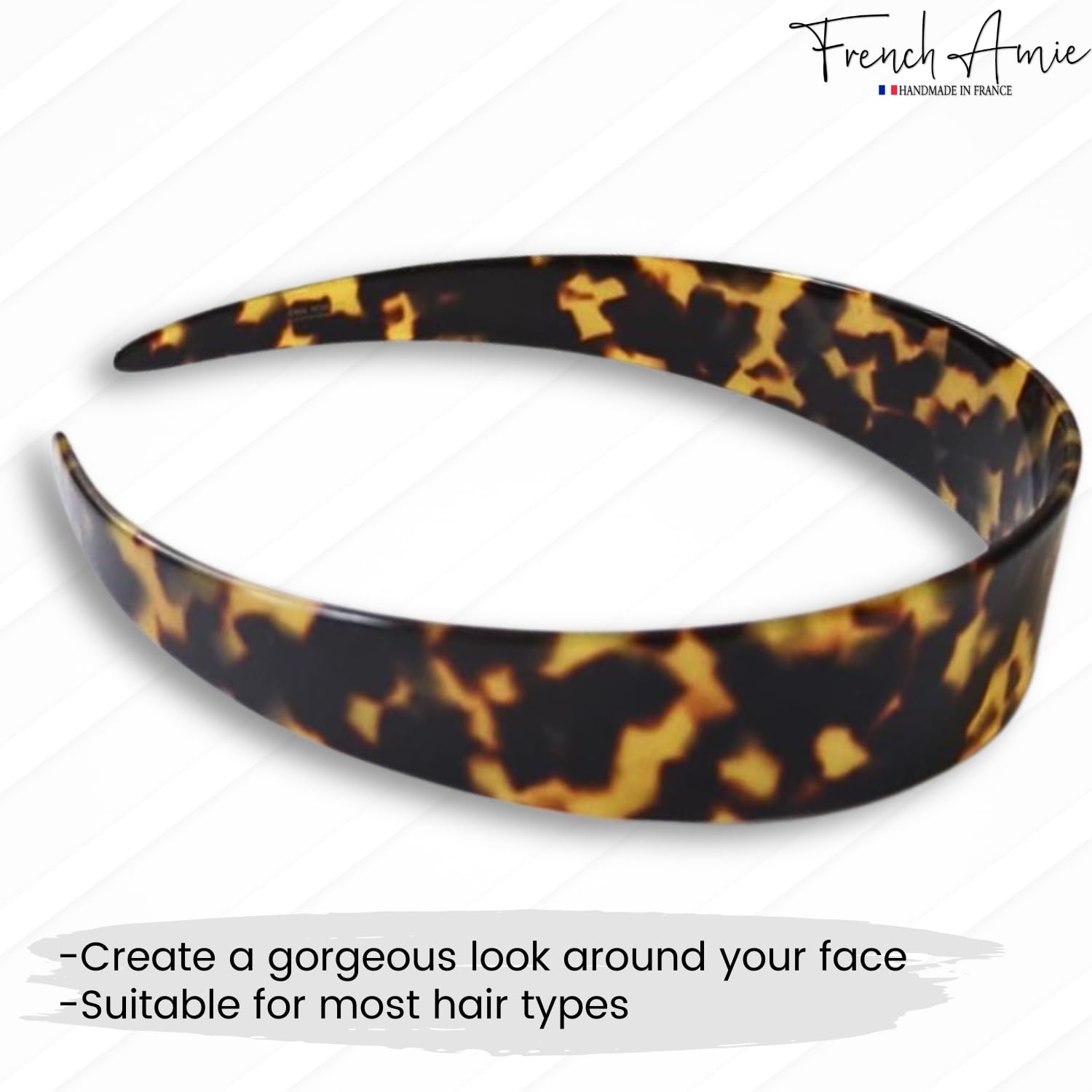 French Amie Ultracomfort Wide 1 1/4" Cellulose Handmade French Hair Headband