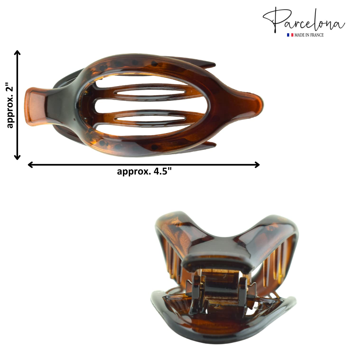 Parcelona French Wide Beak Large Cellulose Side Slide-In Hair Claw for Women