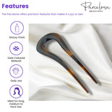 Parcelona French Curved U Large Celluloid Chignon Wavy Hair Stick for Women