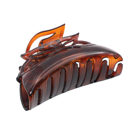 Parcelona French Leafy Medium Tortoise Shell Celluloid Jaw Hair Claw for Women