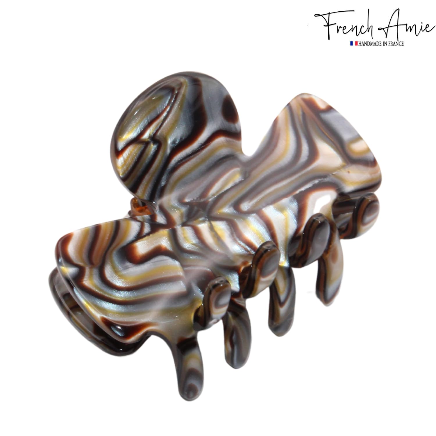 French Amie Grace Small 2” Cellulose Handmade Flexible Hair Claw for Thin Hair