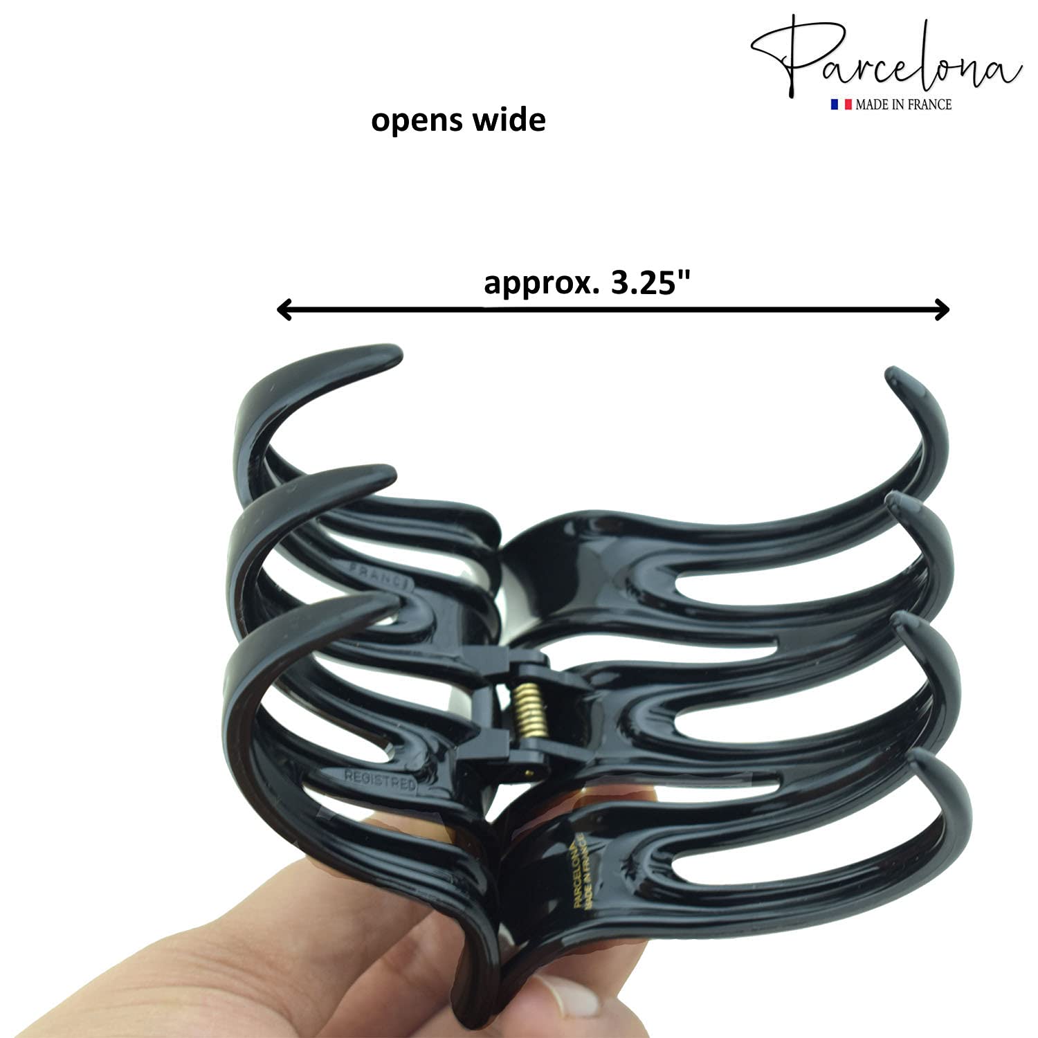Parcelona French Large and Wide 3 1/2" Cellulose No Slip Grip Hair Claw Clip