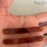 French Amie Rounded Oblong Small 2.5"Tige Boule Metal Clasp Hair Barrettes