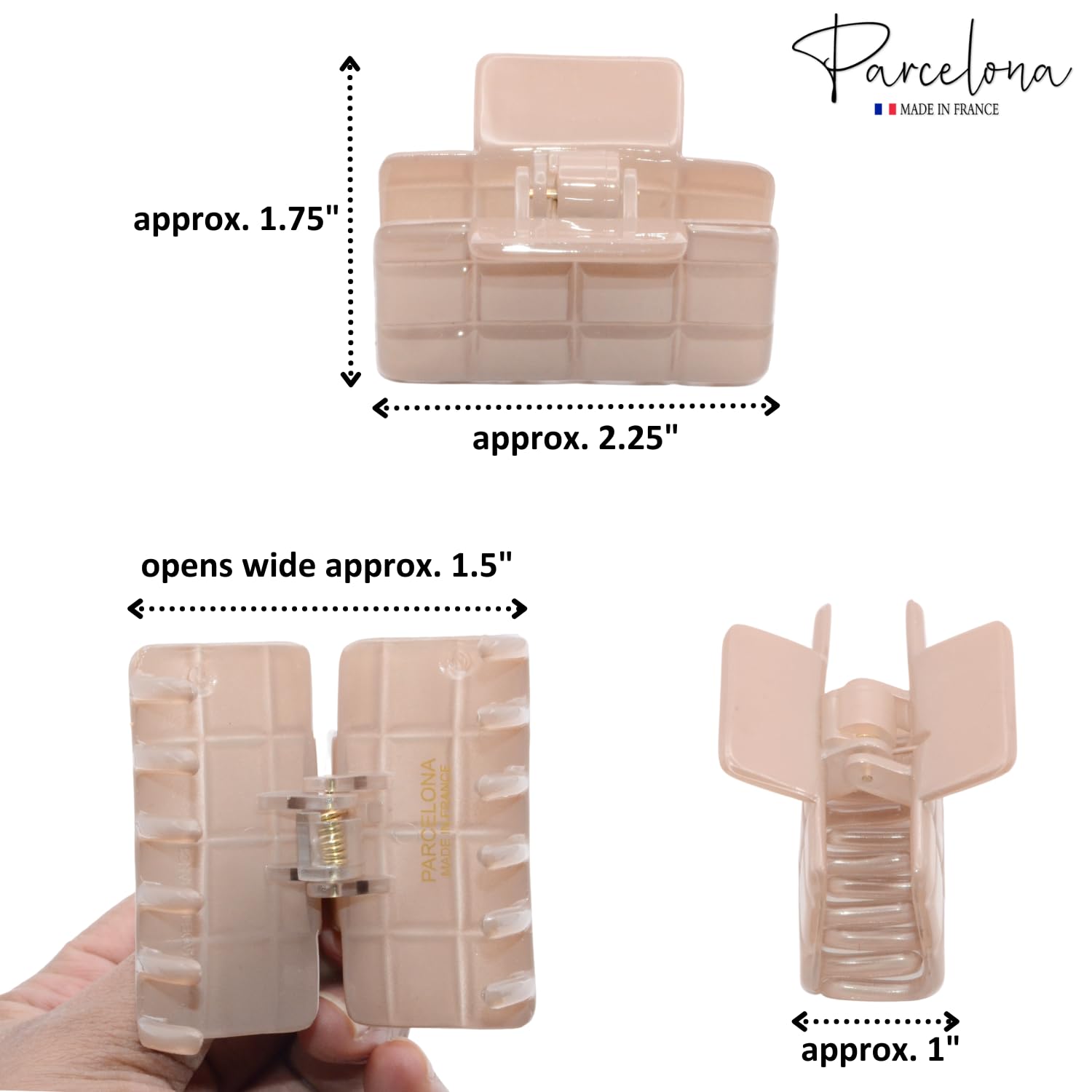 Parcelona French Checkered Small Cellulose Jaw Hair Claw Clamps for Women(2 Pcs)
