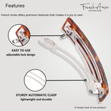 French Amie Oblong 3 1/2" Celluloid Handmade Automatic Hair Barrette for Women