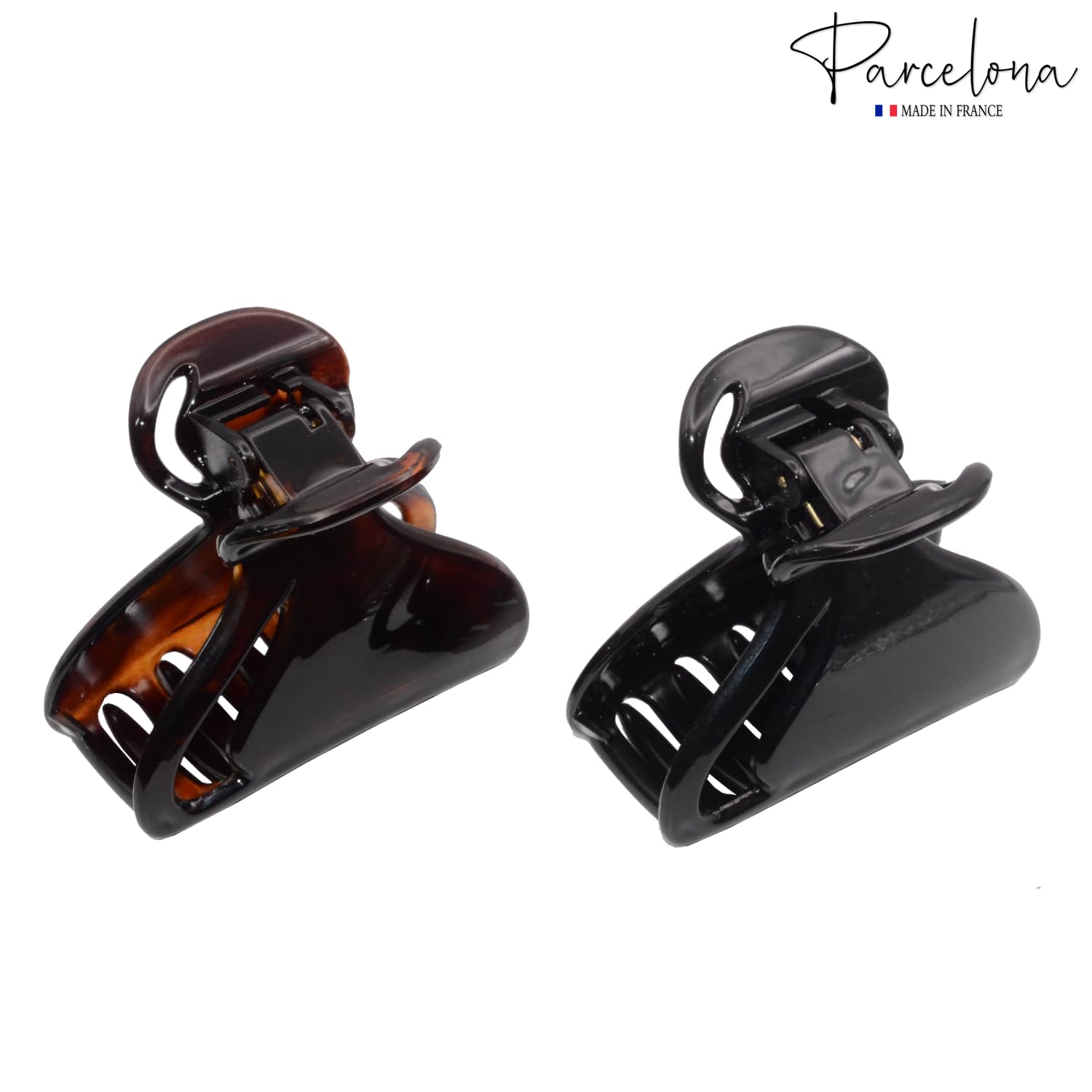 Parcelona French Elite Small Brown N Black Cellulose Hair Claws for Women(2 Pcs)