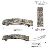 French Amie Oblong 3 1/2" Celluloid Handmade Automatic Hair Barrette for Women