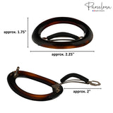Parcelona French Oval Barrette Set of 2 Tortoise Shell O Ring Non Slip Hair Clip