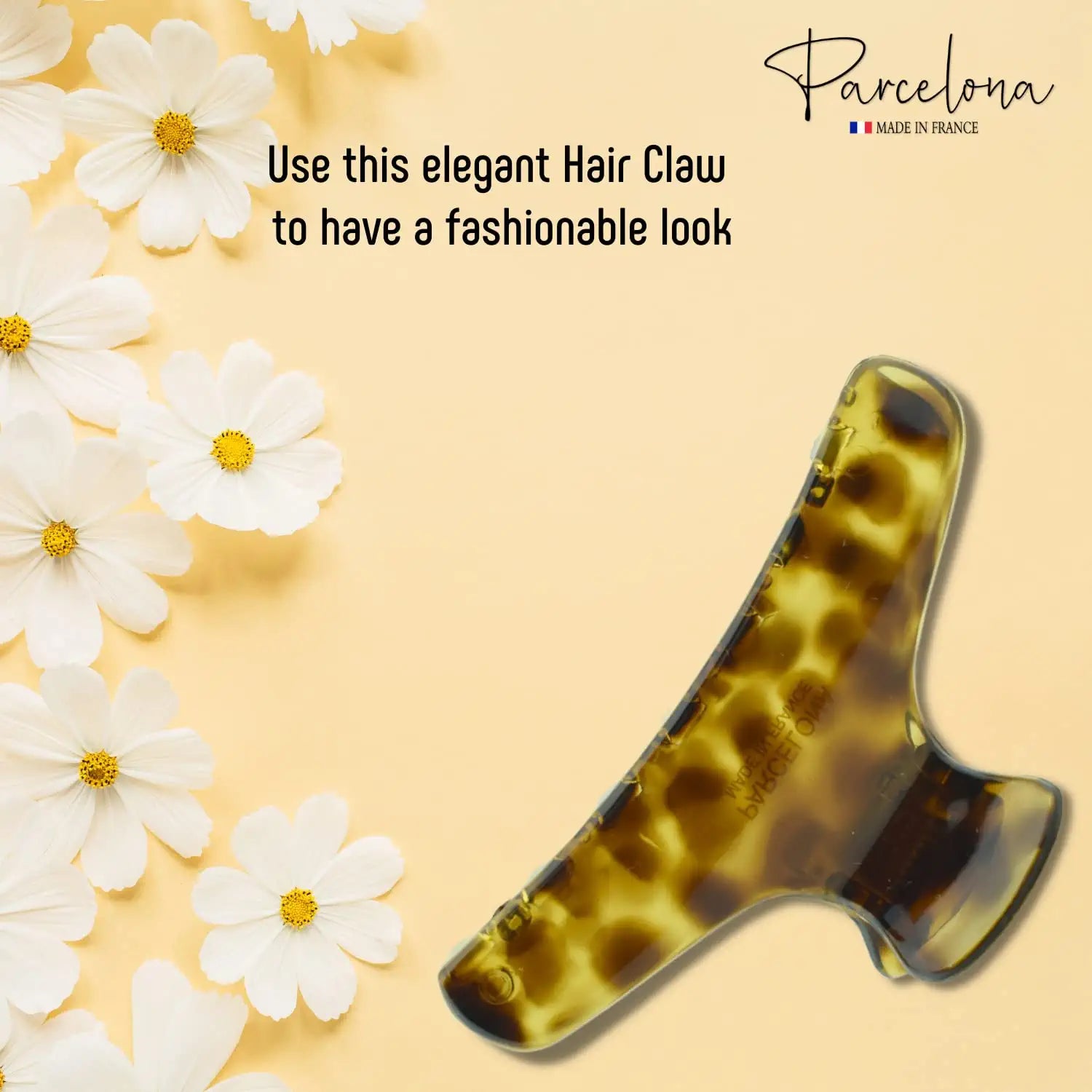 Parcelona French Flat Salon Style Medium 3 1/4" Cellulose Hair Claw for Women