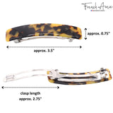 French Amie Oblong 3 1/2" Celluloid Handmade Automatic Hair Barrette for Women