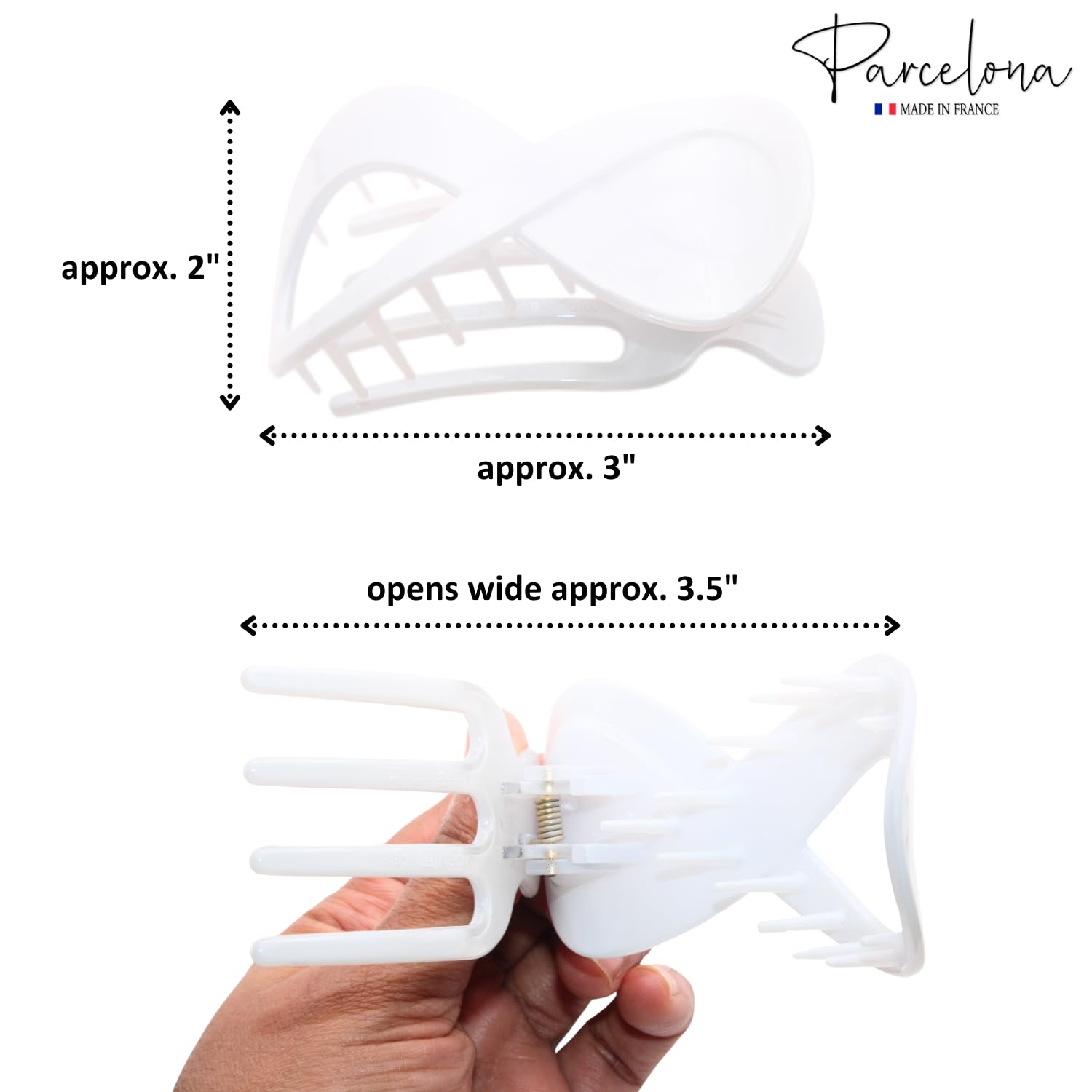 Parcelona French Infinity Loop Medium 3” Cellulose Hair Claw for Women and Girls