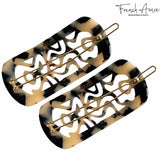 French Amie Swirls 2 ¼” Celluloid Handmade Snap Hair Clips for Women 2 Pcs