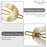 French Amie Mini Oval 2” Celluloid Handmade Snap Tige Boule Hair Clips